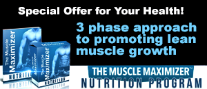 special offer for Muscle Maximizer, showing the product with a fit man and the text 3 phase approach to promoting lean muscle growth